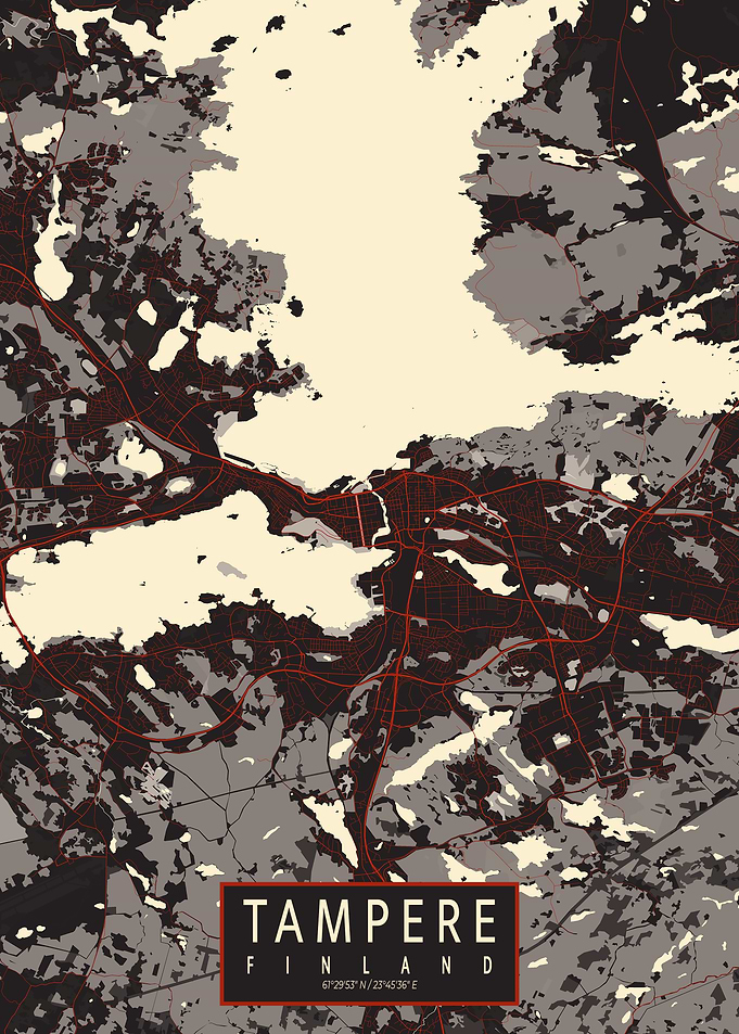 Tampere City Map Finland Vector