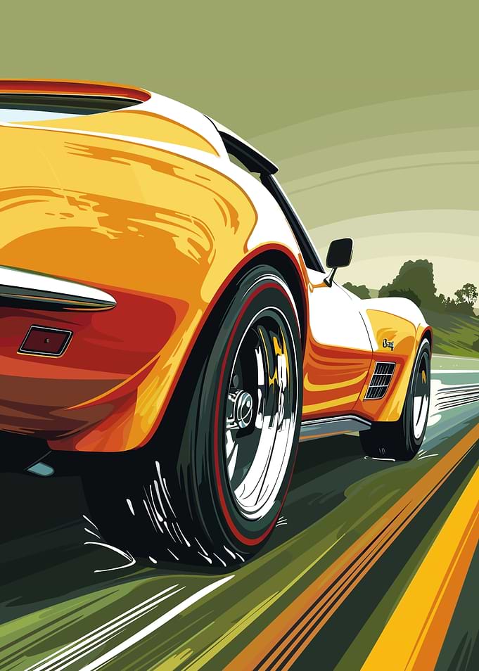 Orange Corvette Speeding