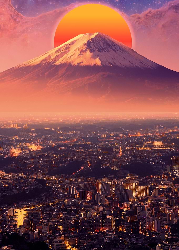 Mount Fuji Sunset Cityscape