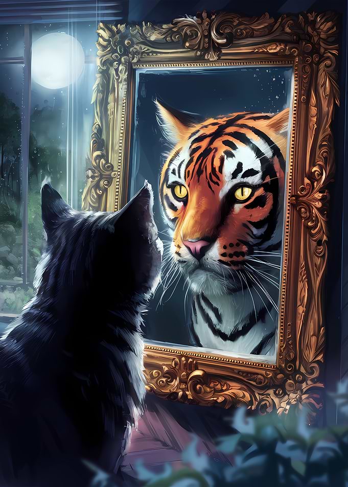 Cat and Tiger Reflection
