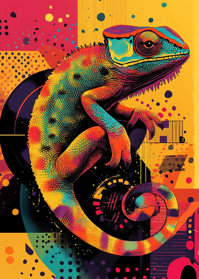 Chameleon Abstract Art | Trippy Chameleon | Colorful Reptile Print