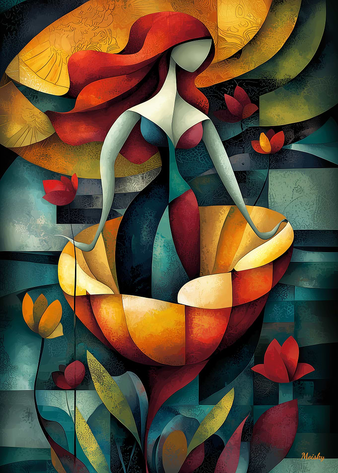 The Birth of Venus - Cubist Minimalist Vision - Vibrant Masterpiece Inspired by Sandro Botticelli