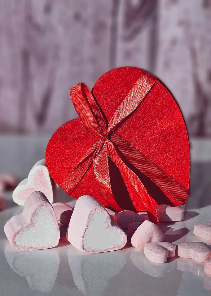 Red Heart Gift Box with Marshmallows