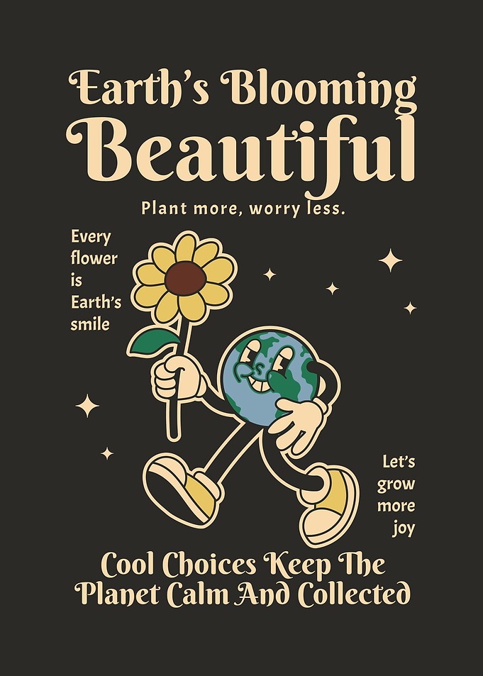 Retro Cartoon Earth Art