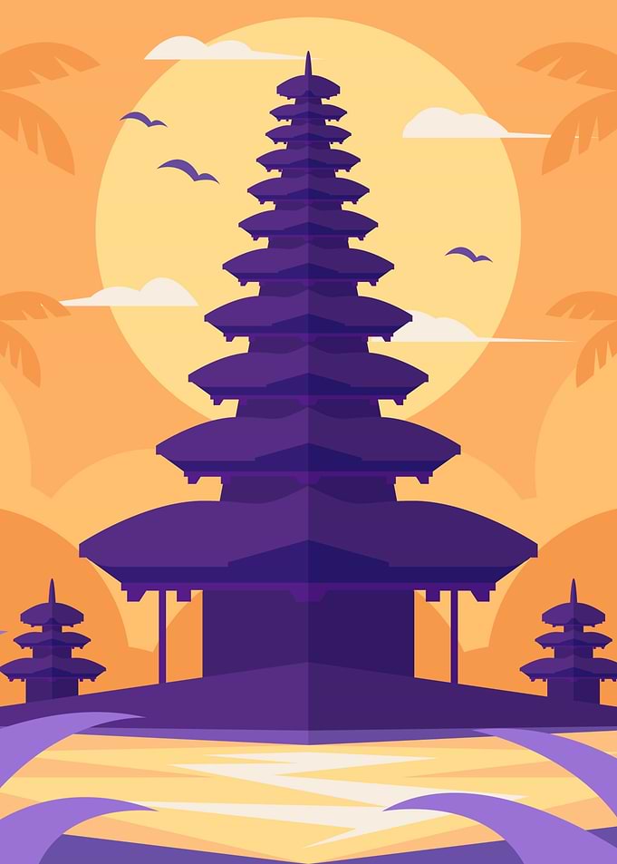 Balinese Temple Silhouette
