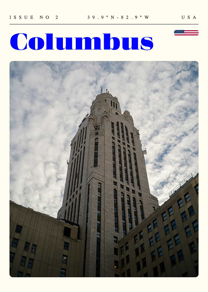 Columbus Ohio Cityscape Travel Art Poster