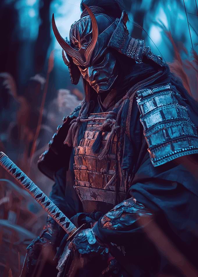 Samurai Warrior in Blue
