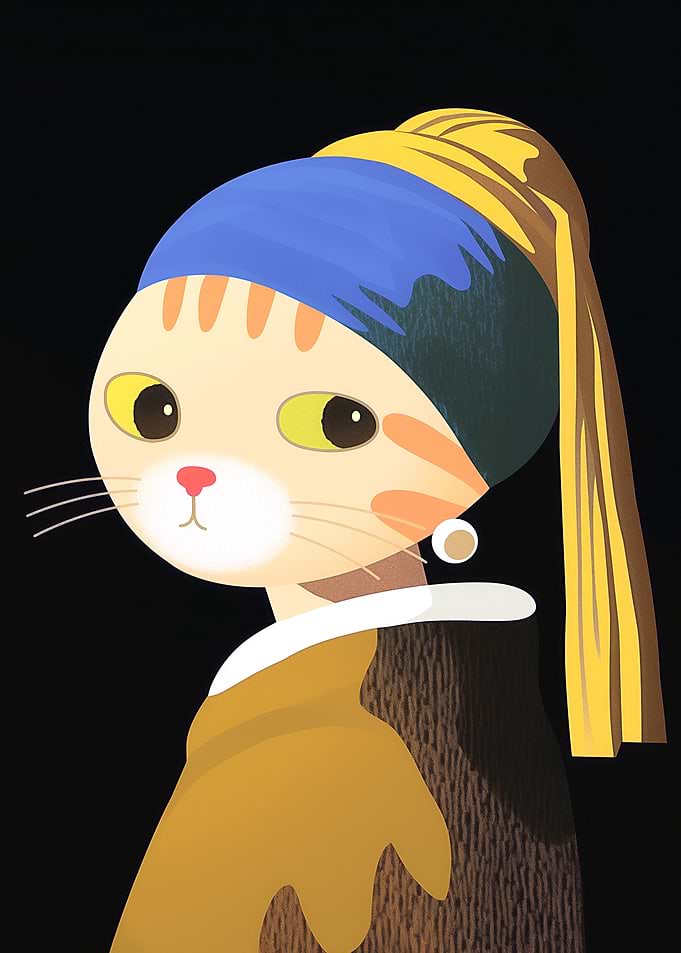 Pearl Earring Cat