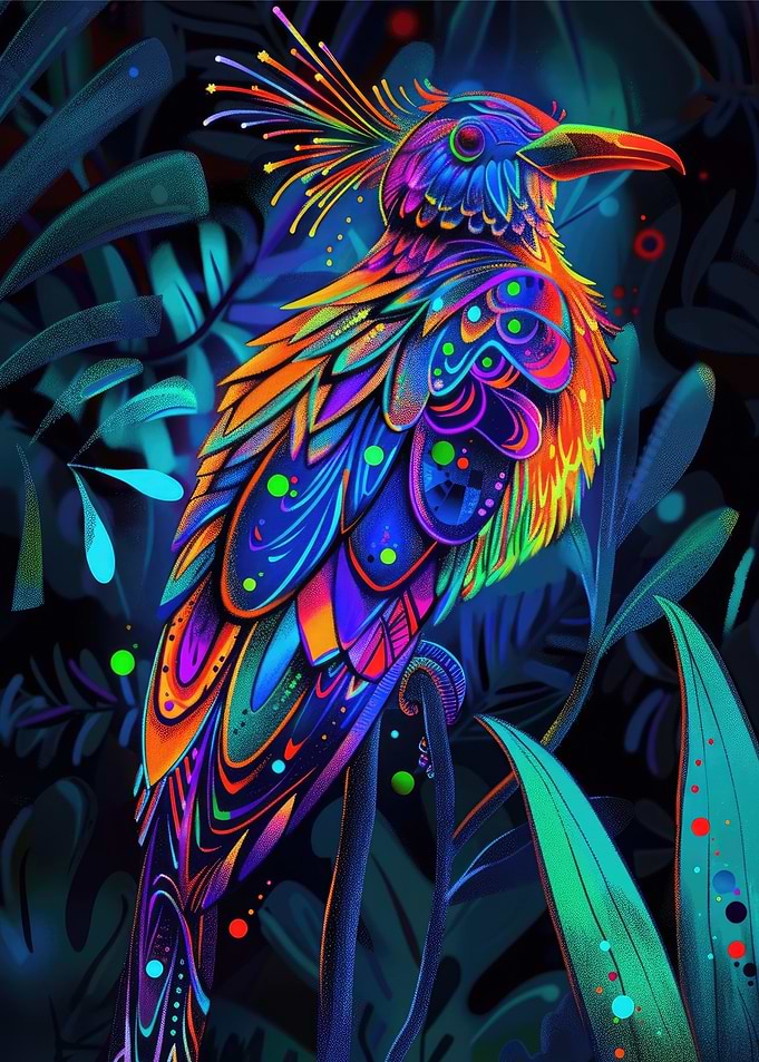 Neon Bird in Jungle