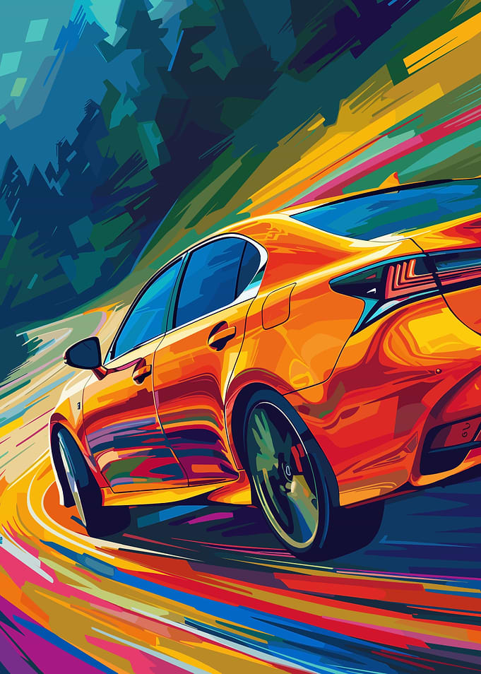 Orange Car Speeding