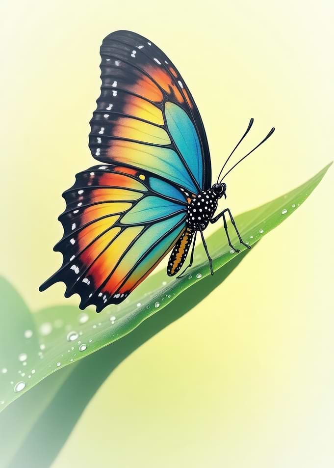 Colorful Butterfly on Leaf