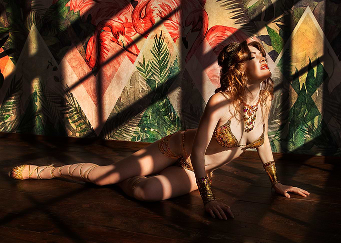 Woman in Gold Bikini