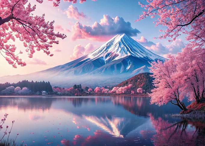 Mount Fuji with Cherry Blossoms