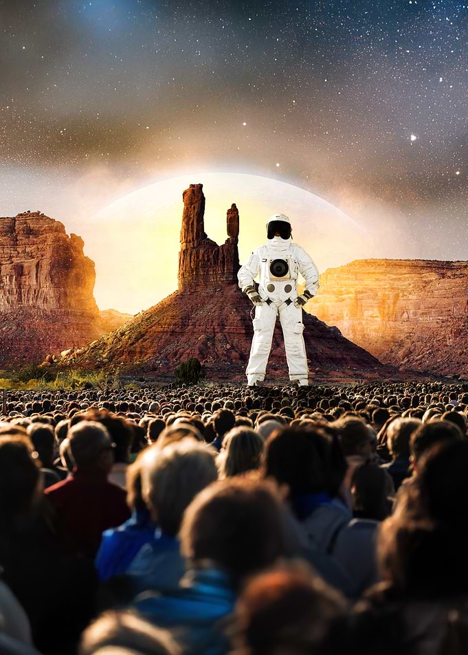 Astronaut in Desert Landscape