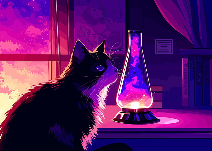 Cat and Galaxy Lamp