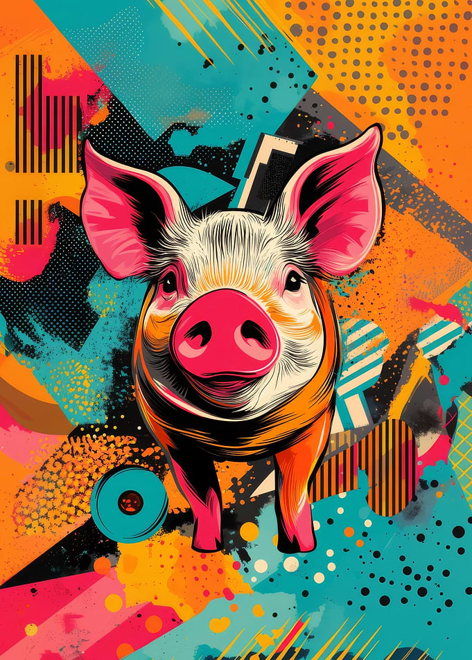 Piggy Pop Art | Vibrant Farm Animal Print