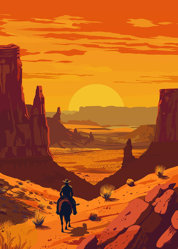 Wild West Cowboy Sunset