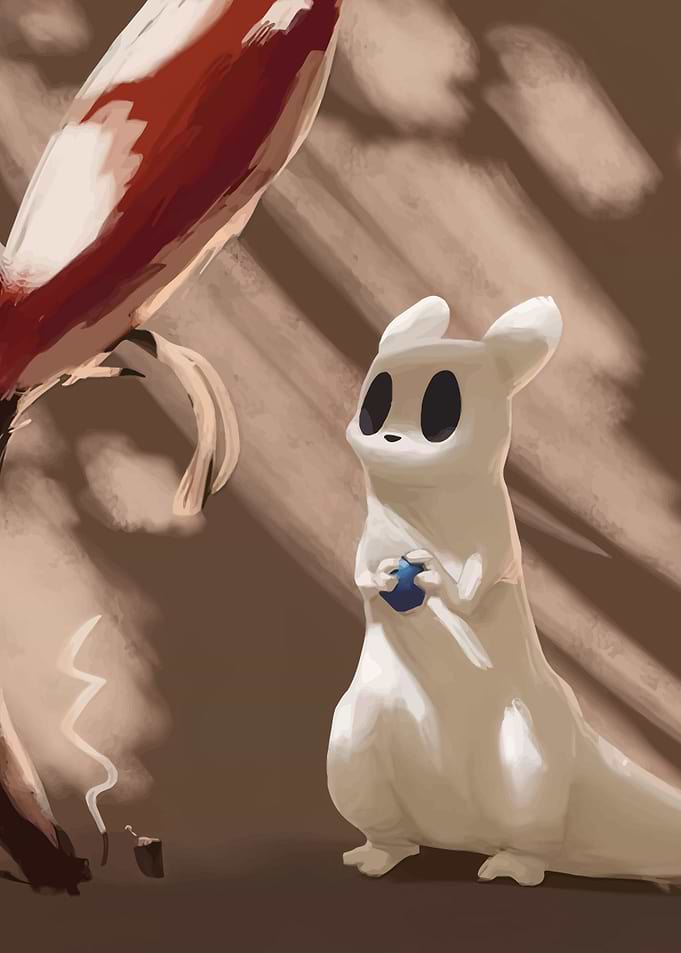 White Creature with Blue Orb