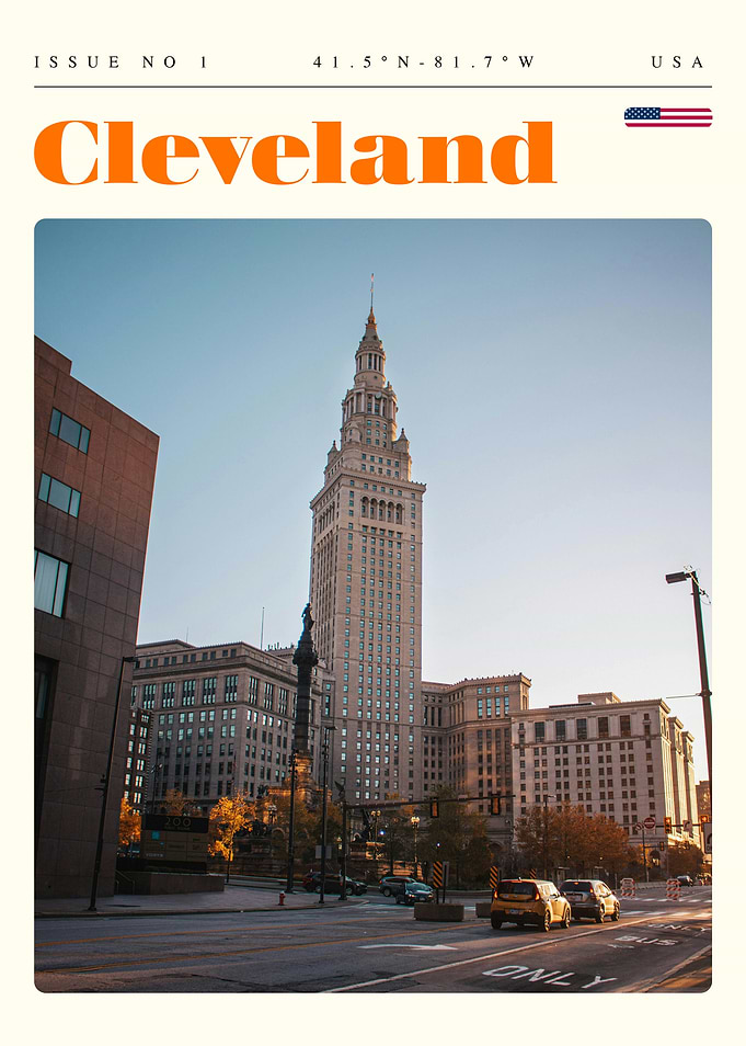 Cleveland Ohio Skyline Travel Art Poster