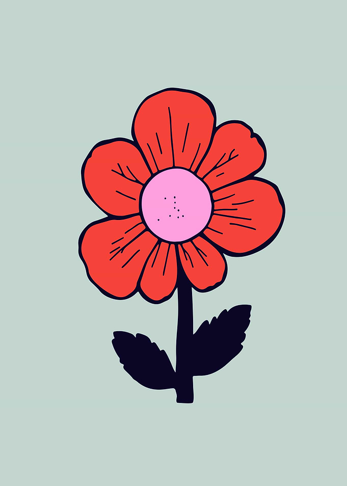Playful Hand-Drawn Flower Print