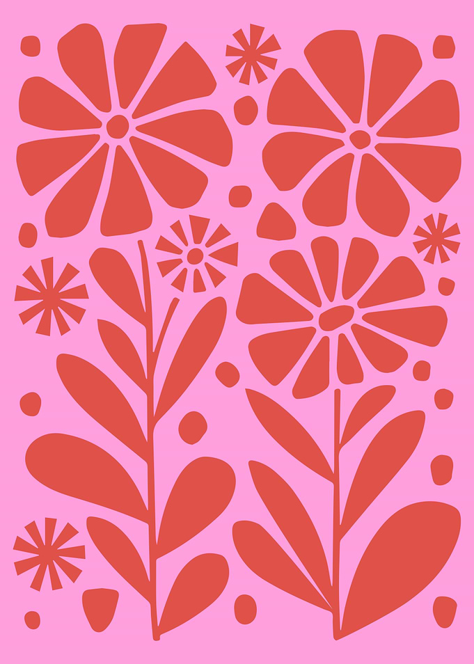 Playful Floral Cutout Pattern in Pink and Red