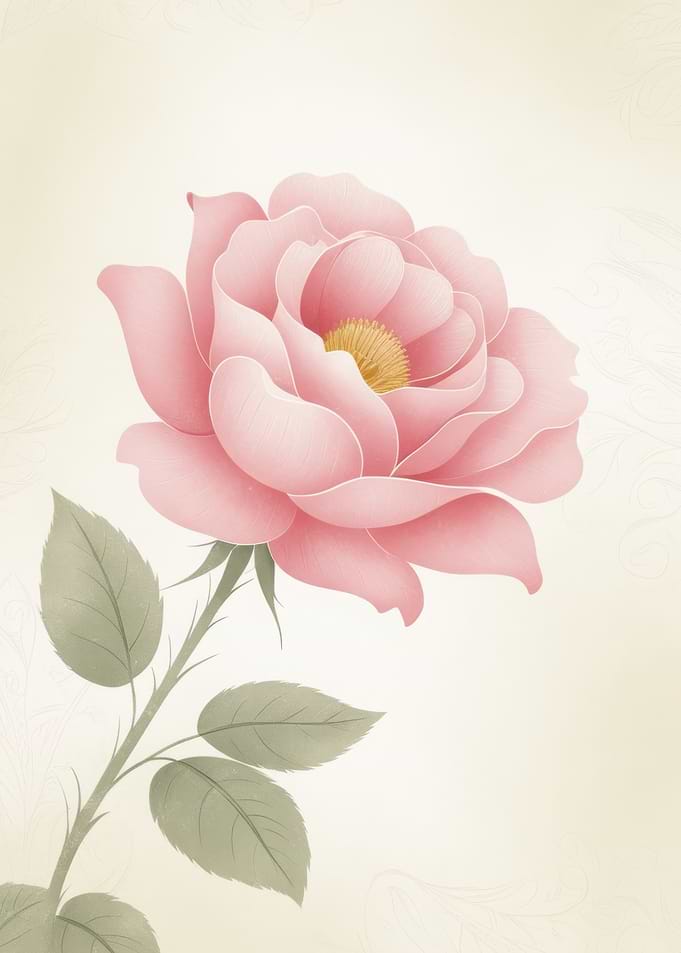 Pink Rose Illustration