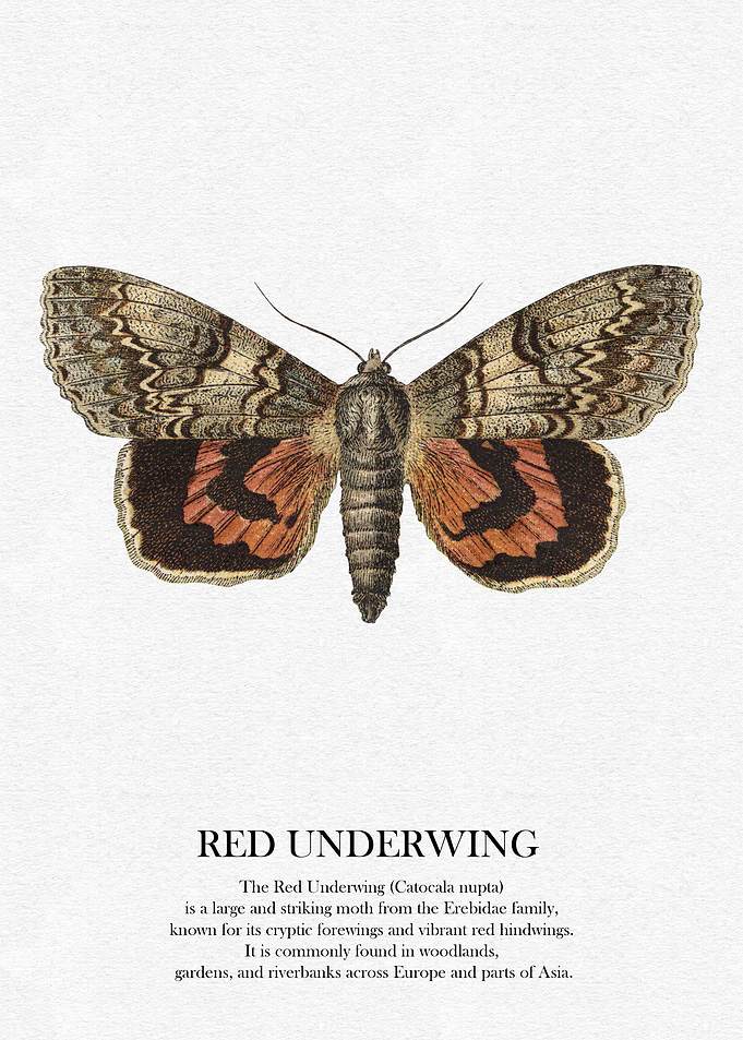 Red Underwing Moth Illustration