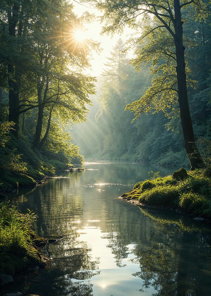 Golden hour in a hidden forest.