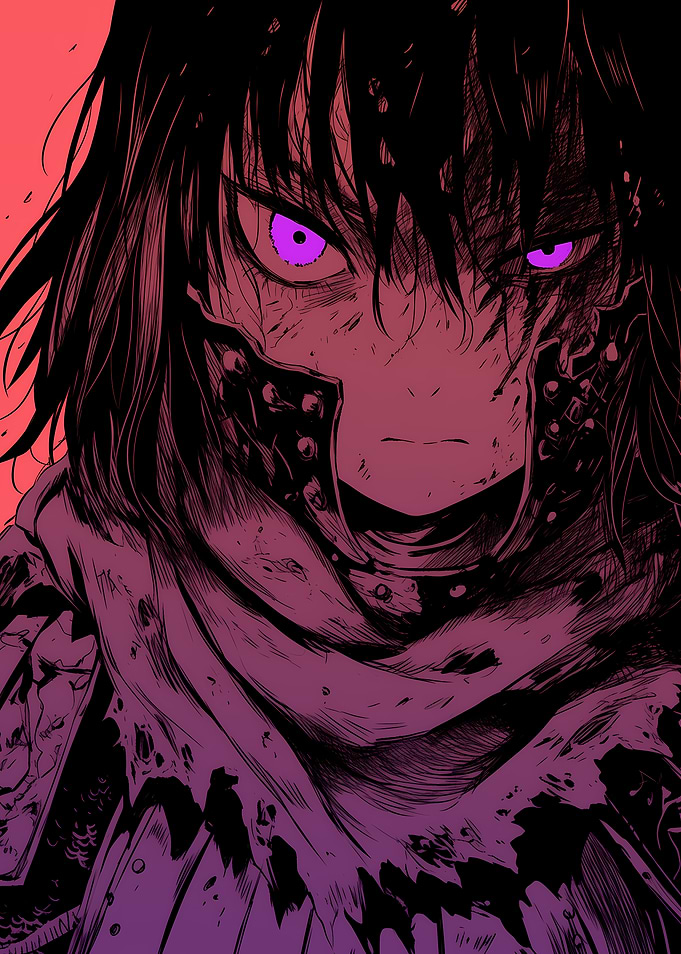 Anime Character with Purple Eyes
