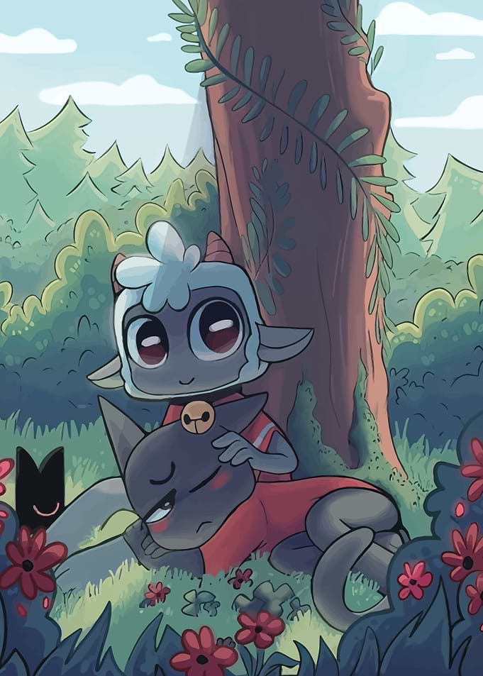 Cute Cartoon Characters in Forest