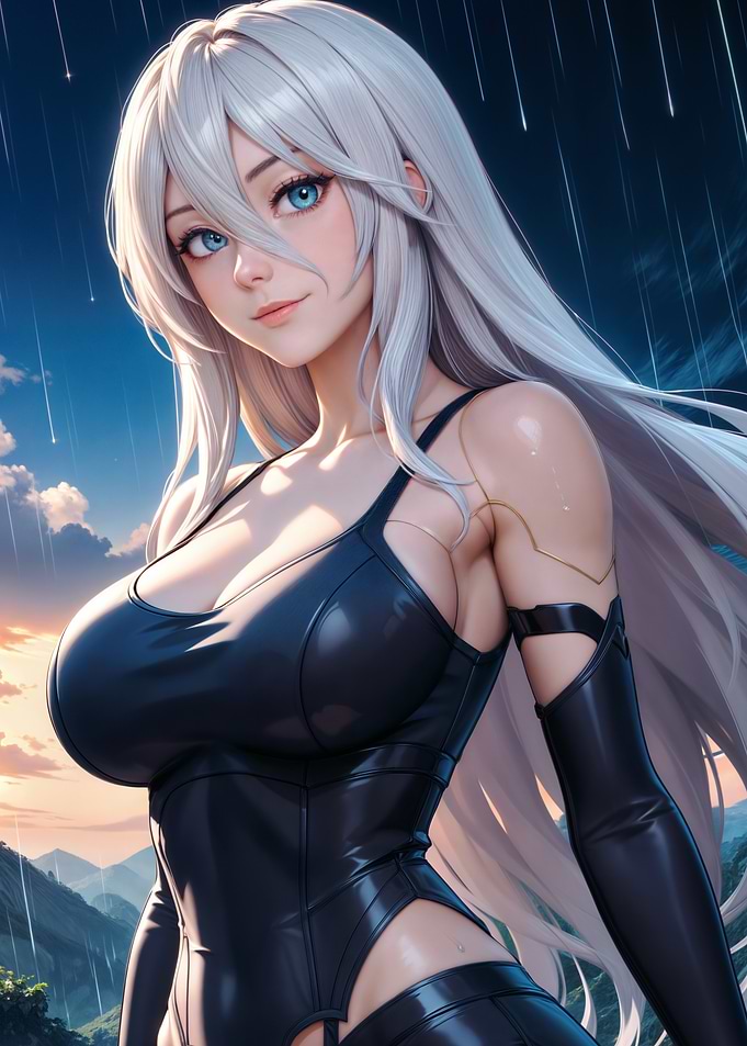 Anime Girl with White Hair