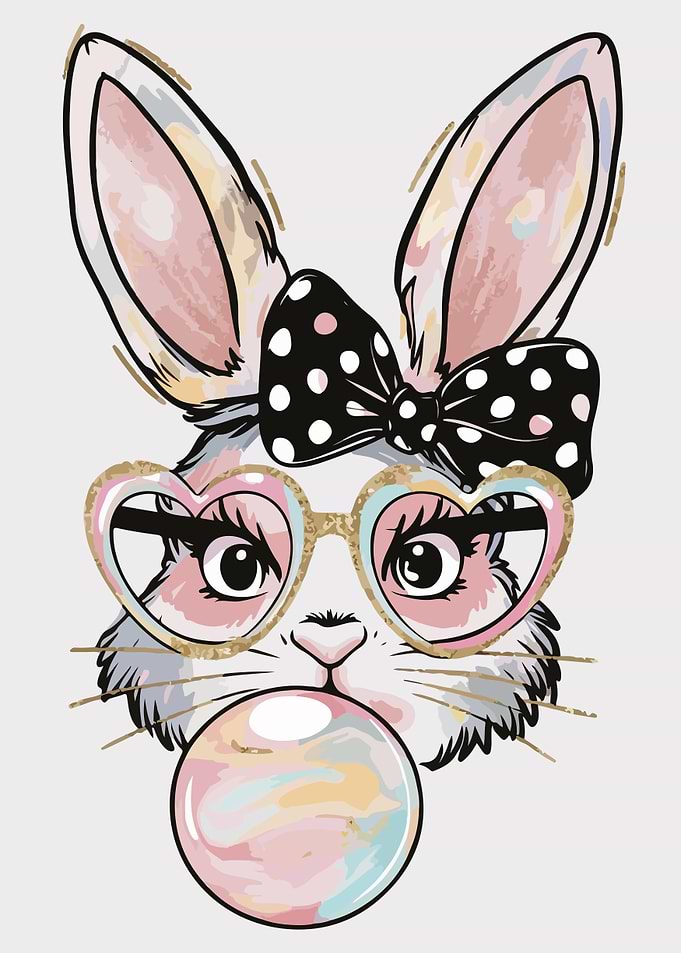 Cute Bunny with Bubblegum