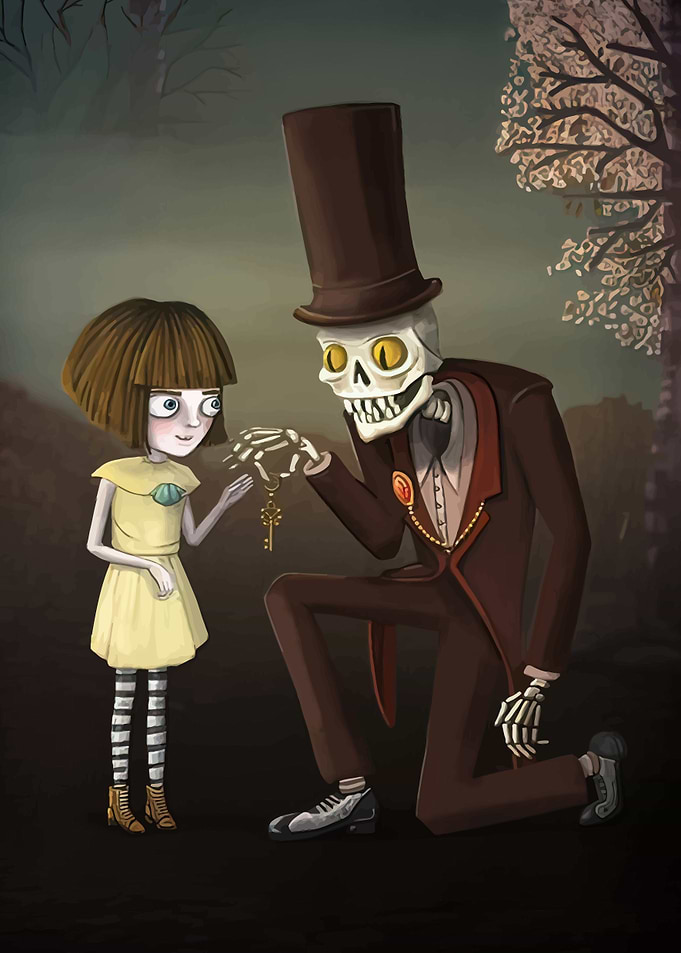 Skeleton Gentleman and Girl