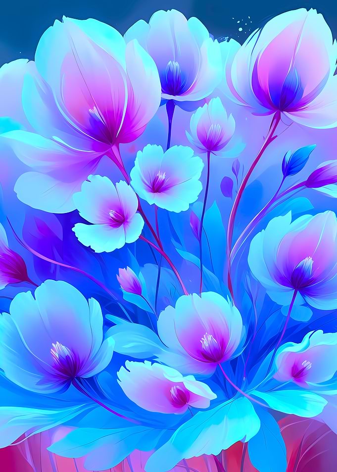 Neon Floral Painting
