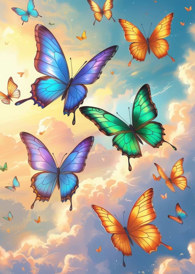 Colorful Butterflies in Flight