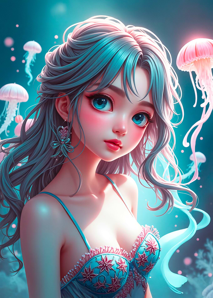 Anime Girl with Jellyfish