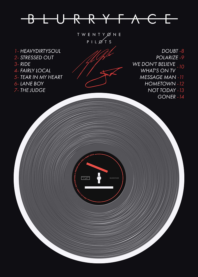 Twenty One Pilots Blurryface Album Vinyl Poster Design
