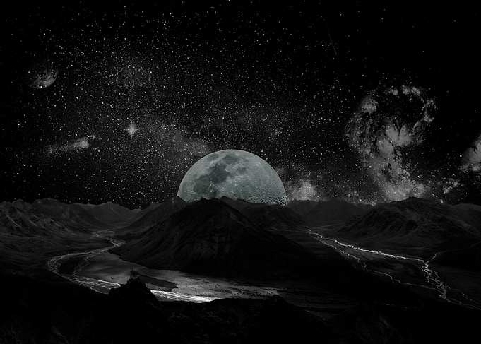 Full Moon Over Mountains