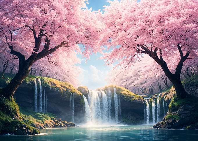 Cherry Blossom Waterfall