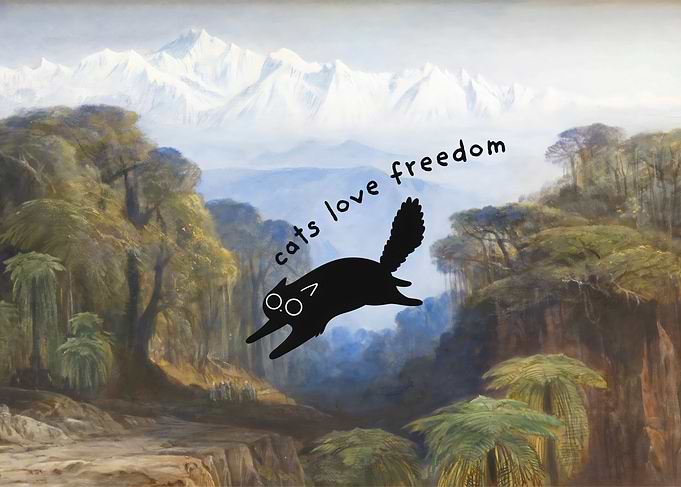 Cat In Mountain Landscape