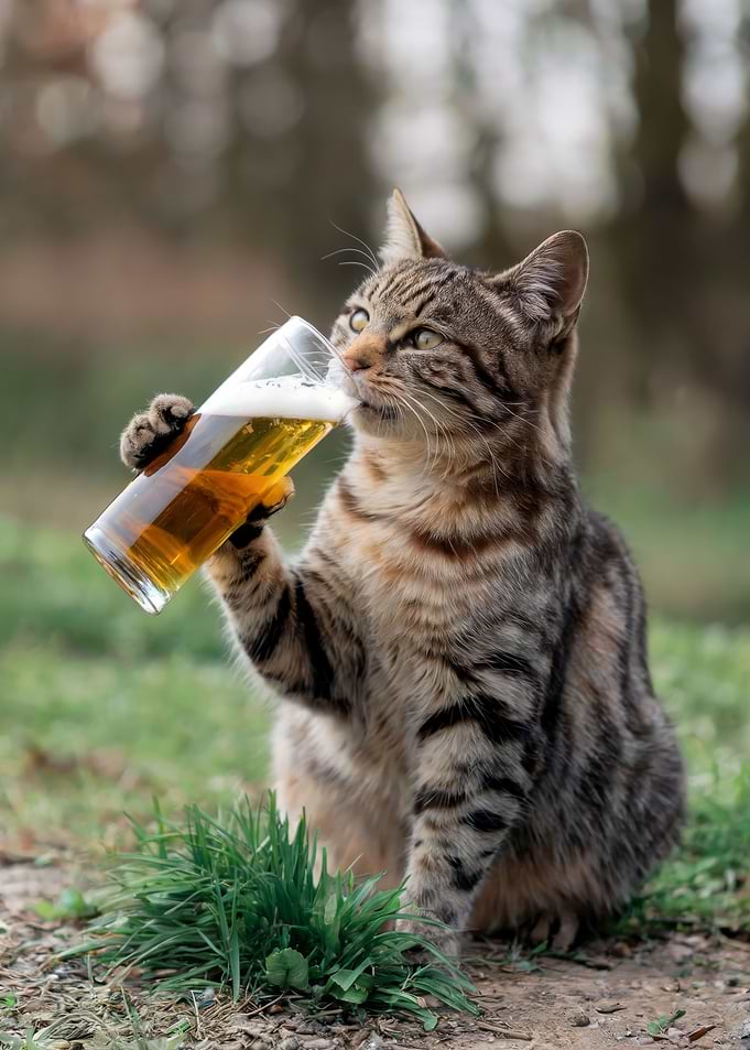 Cat Enjoying A Sip Of Beer