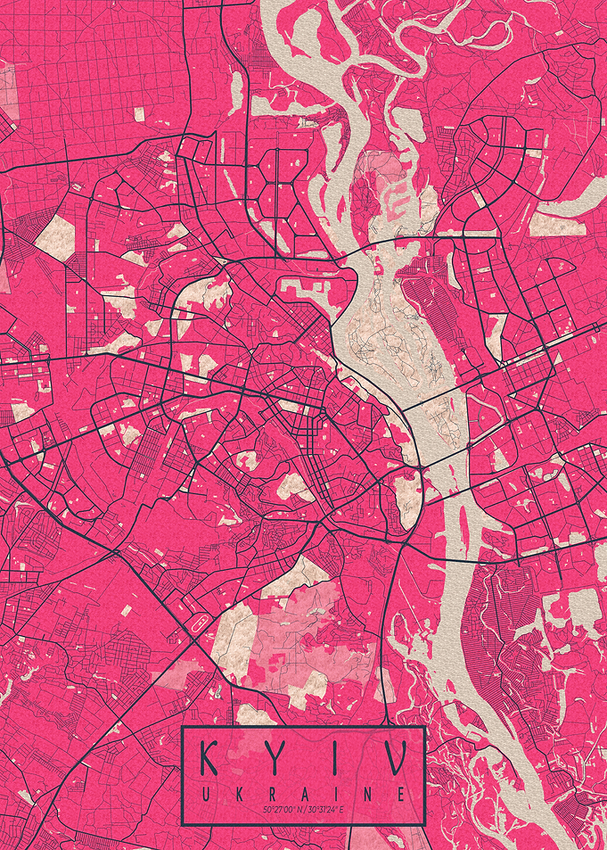 Kyiv City Map Ukraine Blossom