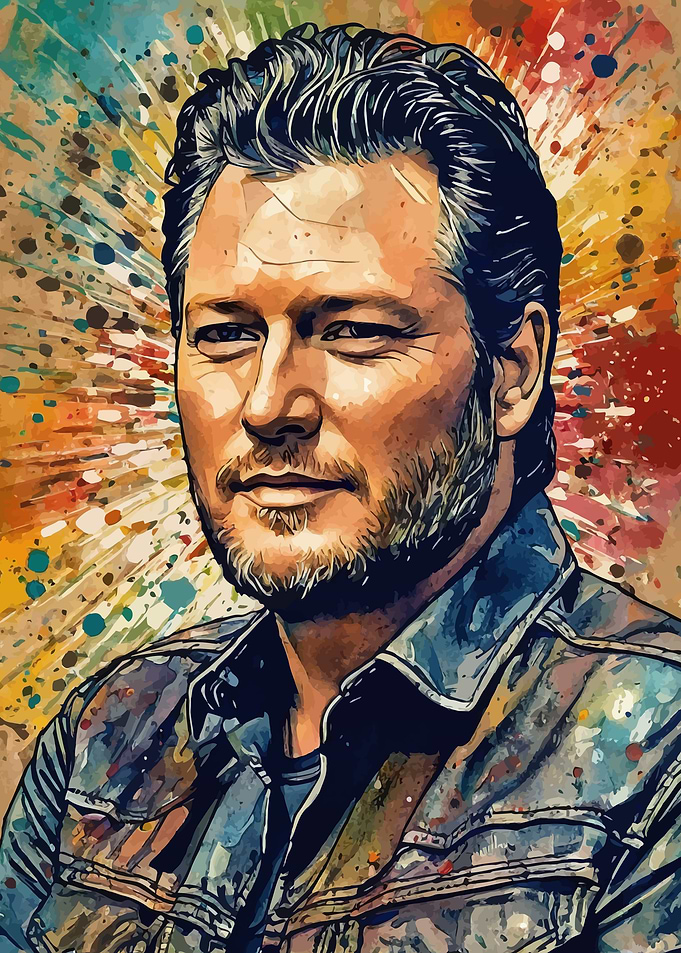Blake Shelton Watercolor Portrait