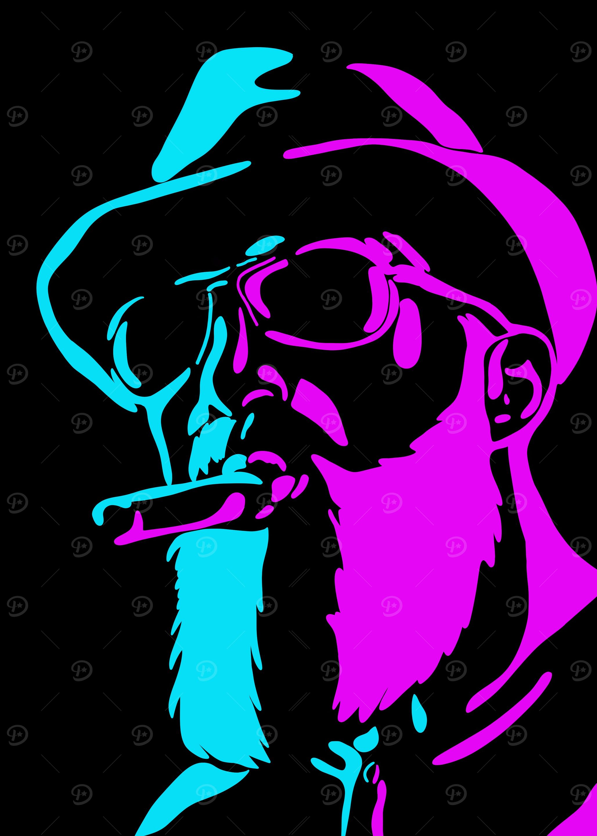 Neon Portrait with Hat