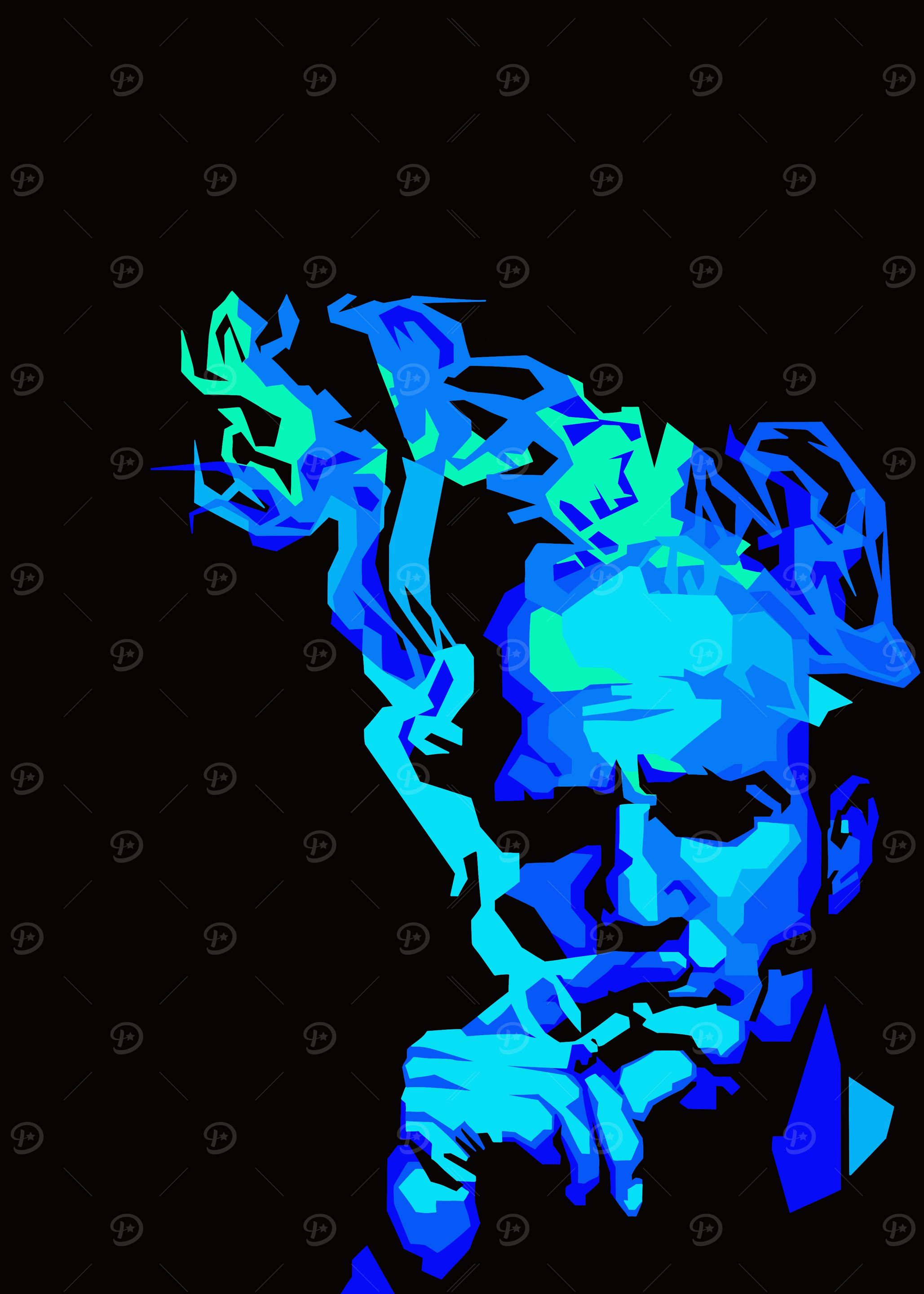 Blue Man Smoking