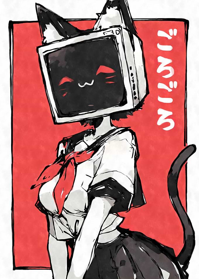 Cat-Girl with TV Head