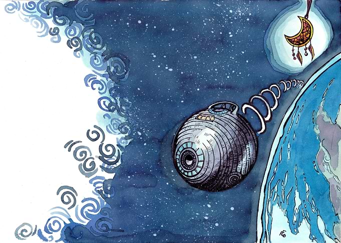 Spacecraft Orbiting Earth Goldenhearth