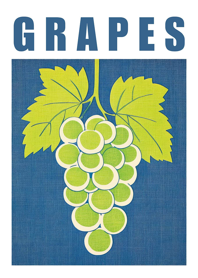 Vintage Grapes Illustration Kitchen Art Print