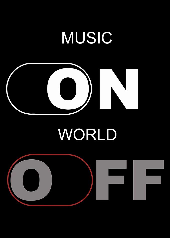 Music On World Off, Unique Audiophile Wall Art, Music Lover Gift Ideas