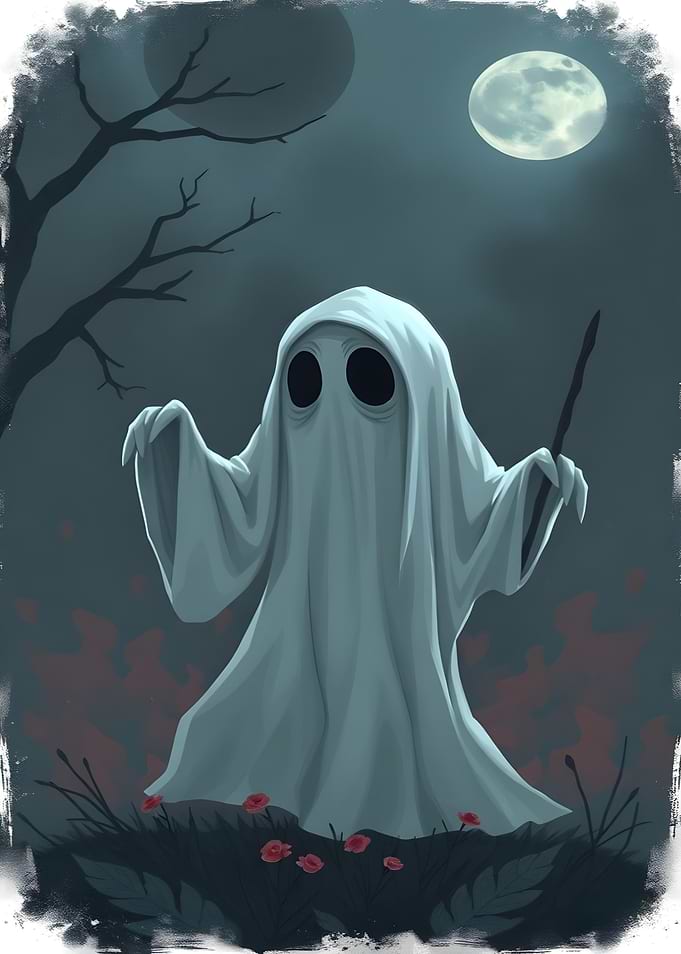 Ghostly Figure in Moonlight